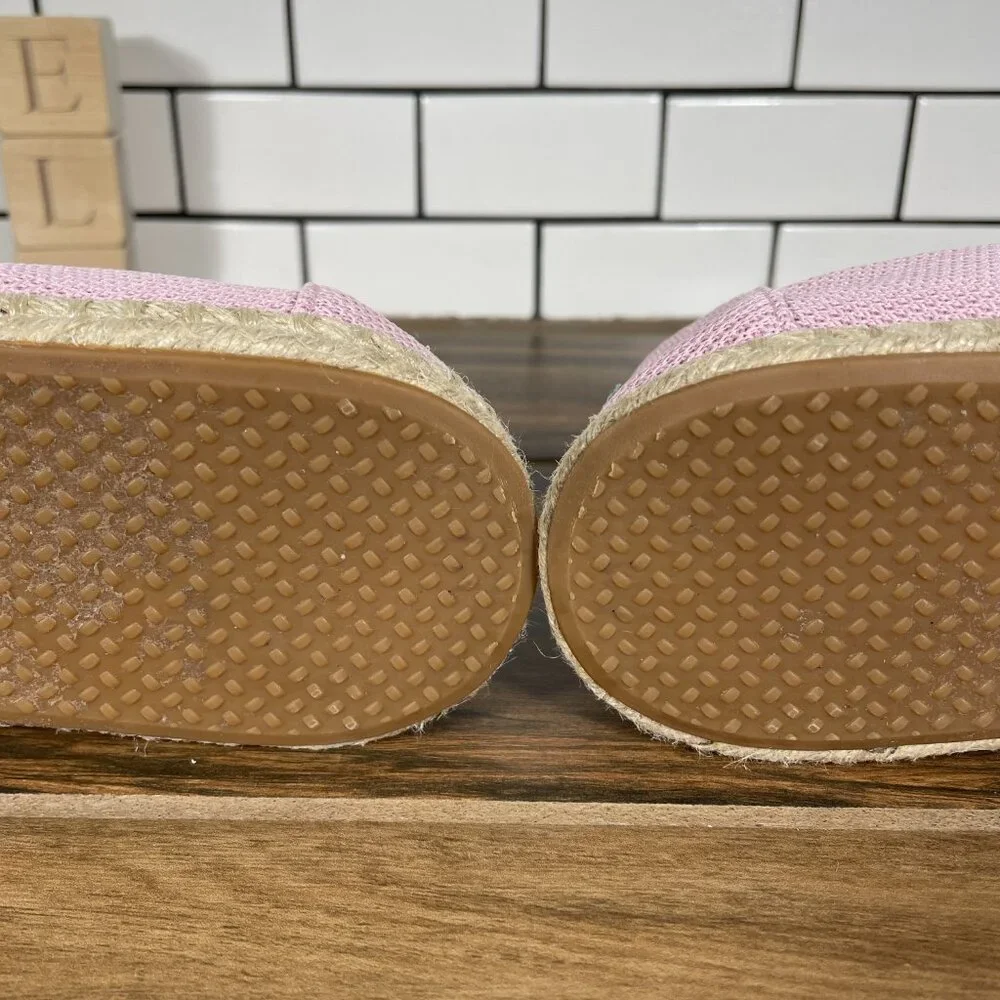 Toms Alpargata Rope Shoes Womens Size 9.5 Chalky Pink Repreve Knit Slip On Flat